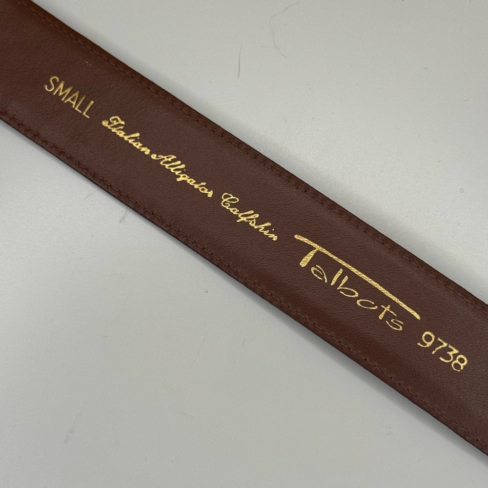 Vintage Talbots Italian Leather Oxblood Croc Embossed Waist Belt Small 80s 90s - Picture 6 of 8